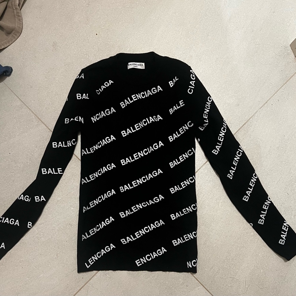 Balenciaga Black and White Crewneck Sweater